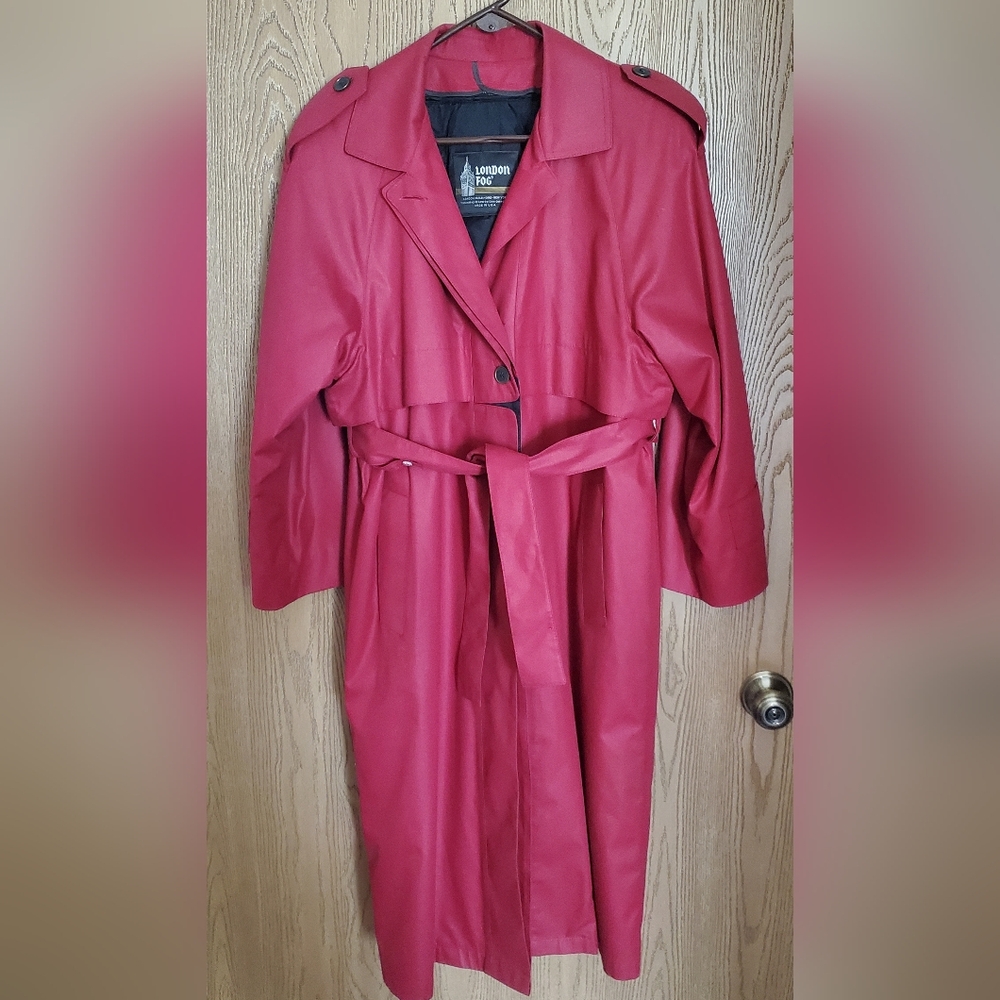 London Fog Women's Vintage Zelda Red Trench Coat size 8P